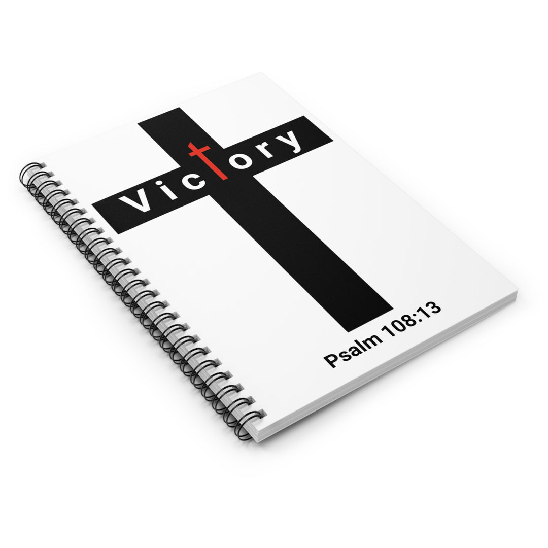 Victory Cross Spiral Notebook — Psalm 108:13 Ruled Journal