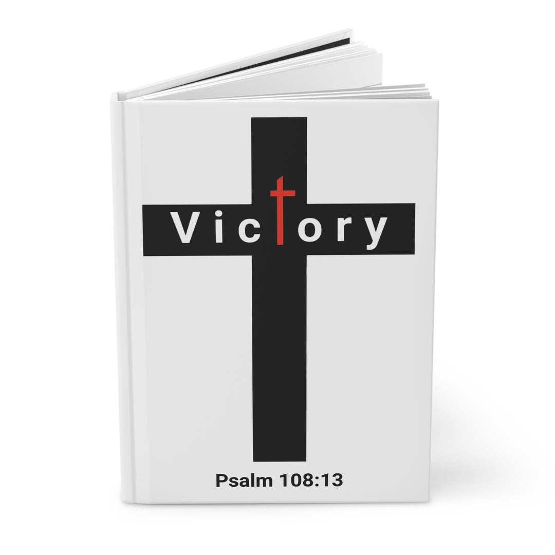 Victory Cross Hardcover Journal — Psalm 108:13 Christian Prayer & Devotional Notebook