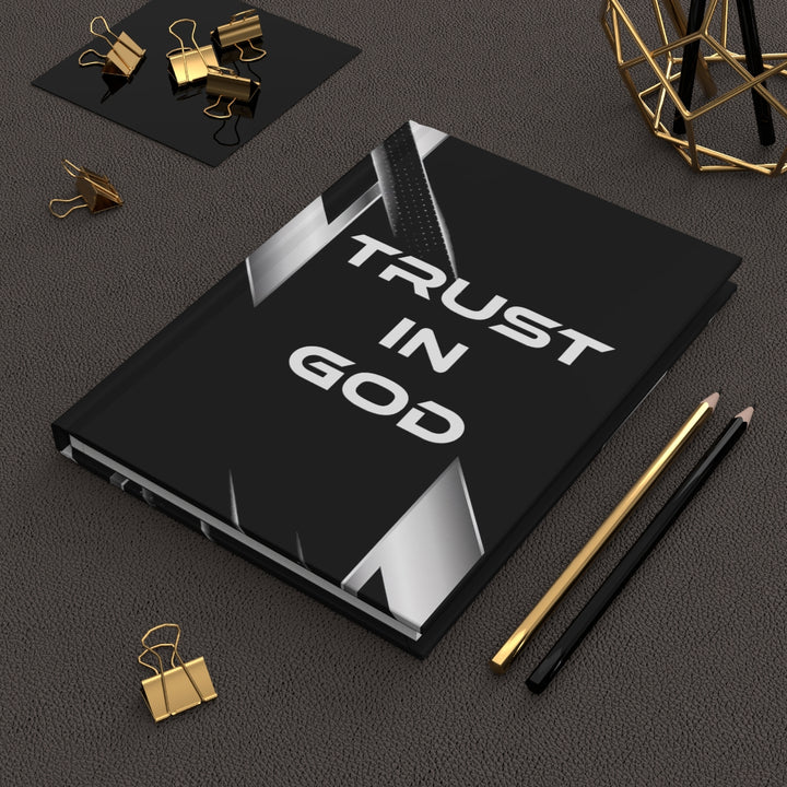 Trust in God Hardcover Journal — Matte Black Inspirational Prayer & Faith Notebook