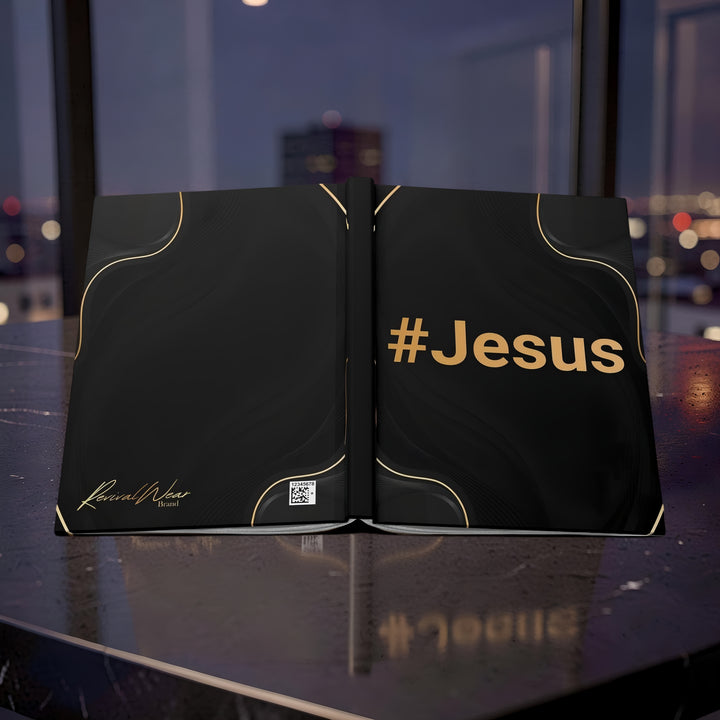 #Jesus Hardcover Journal — Black & Gold Inspirational Devotional Notebook