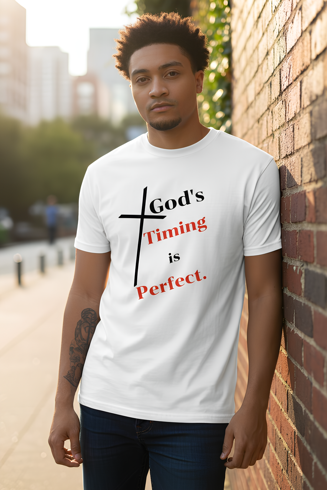 God's Timing is Perfect Men’s premium heavyweight tee