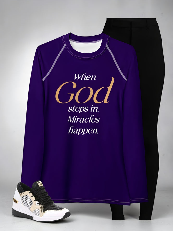 When God Steps in Women's Long sleeve | Christian Shirt