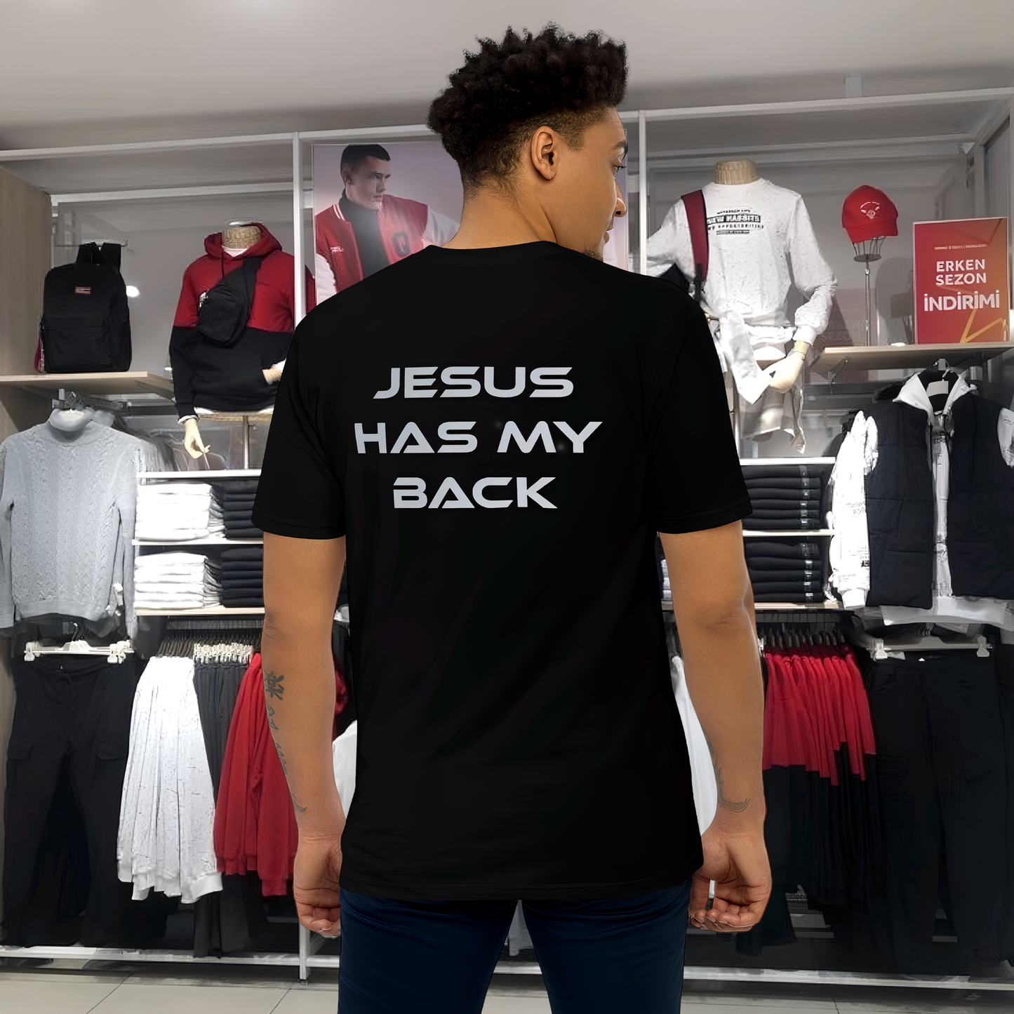 Jesus has my back premium heavyweight tee