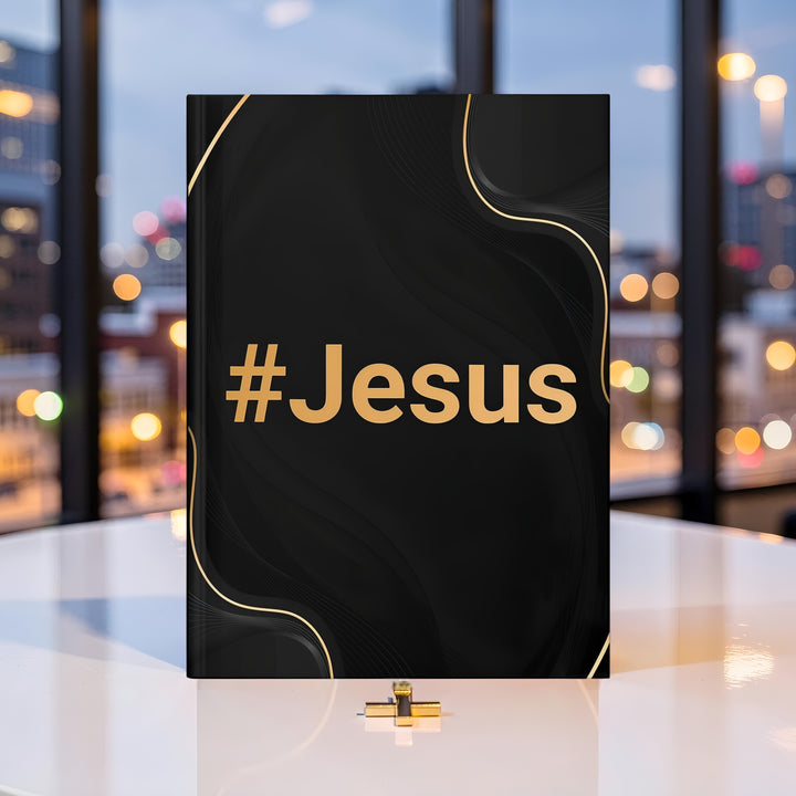 #Jesus Hardcover Journal — Black & Gold Inspirational Devotional Notebook