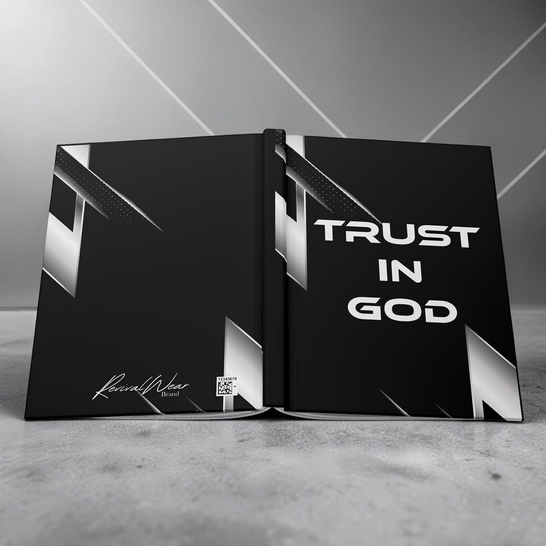 Trust in God Hardcover Journal — Matte Black Inspirational Prayer & Faith Notebook