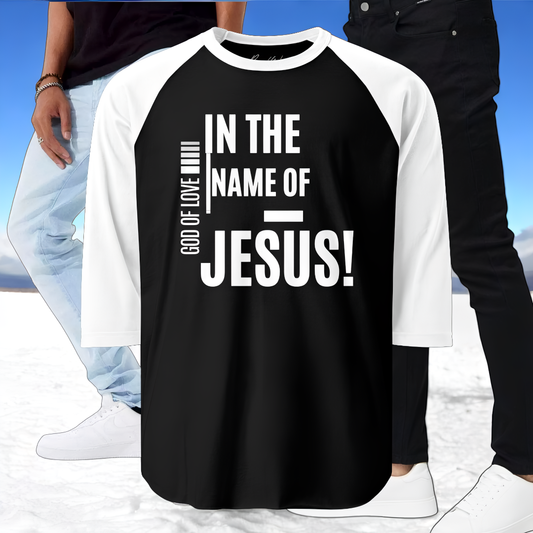 In The Name of JESUS Men's 3/4 sleeve raglan shirt