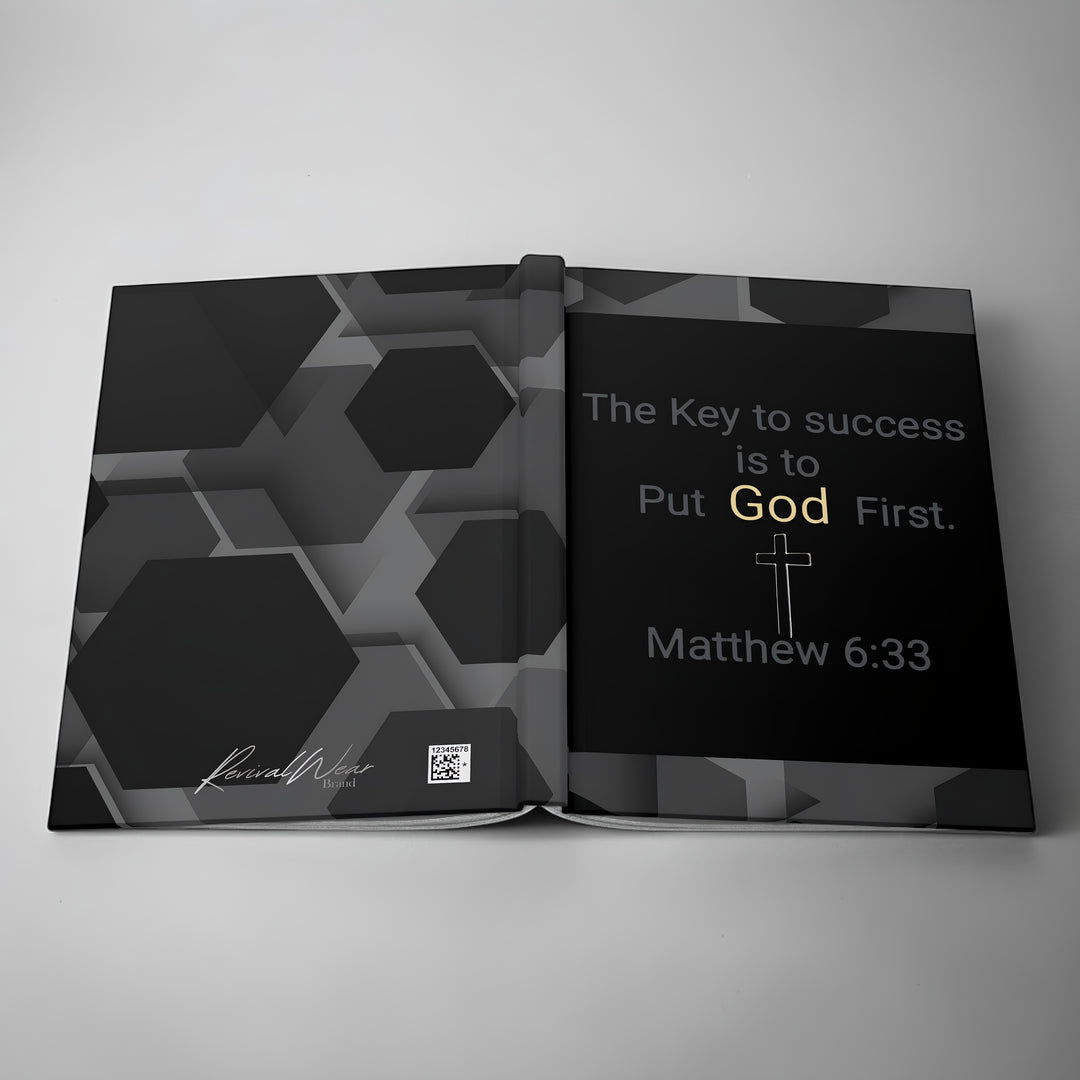 "The Key to Success is to Put God First" Matthew 6:33 Christian Prayer Notebook