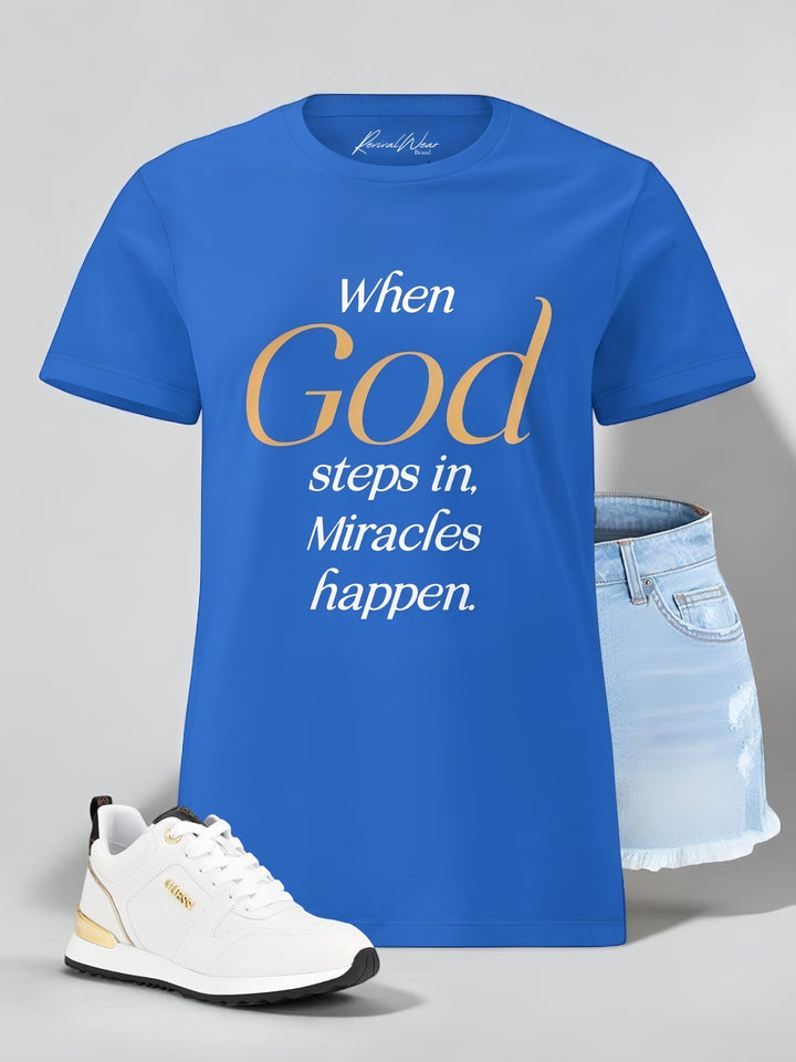 When God Steps in Women’s basic softstyle t-shirt