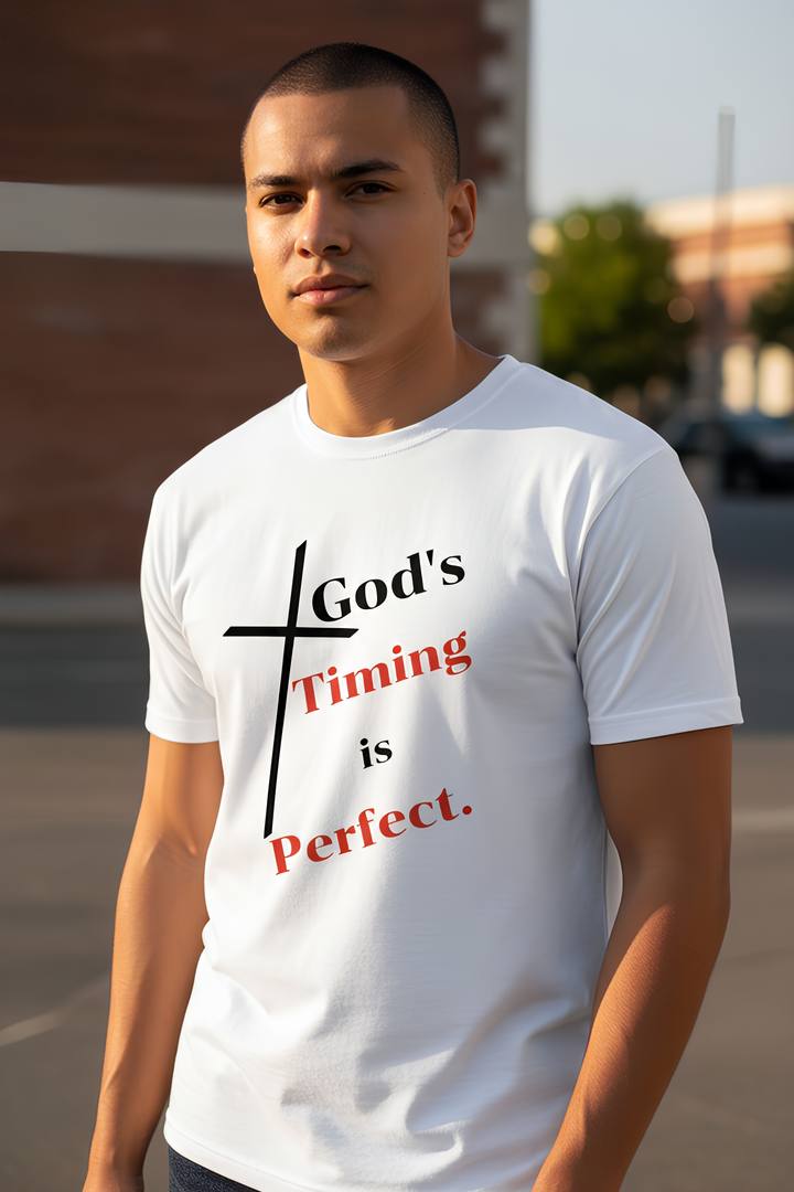 God's Timing is Perfect Men’s premium heavyweight tee