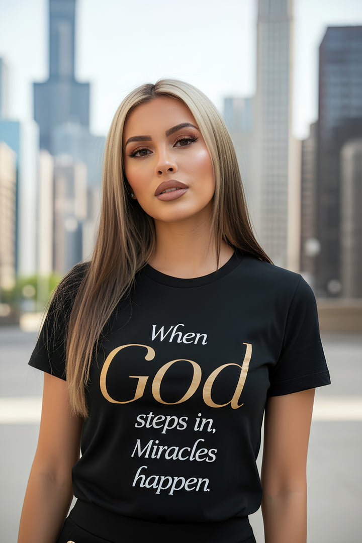 When God Steps in Women’s basic softstyle t-shirt