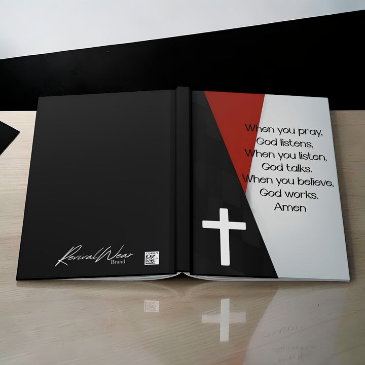 Christian Prayer Journal Hardcover — "When you pray, God listens... Amen"
