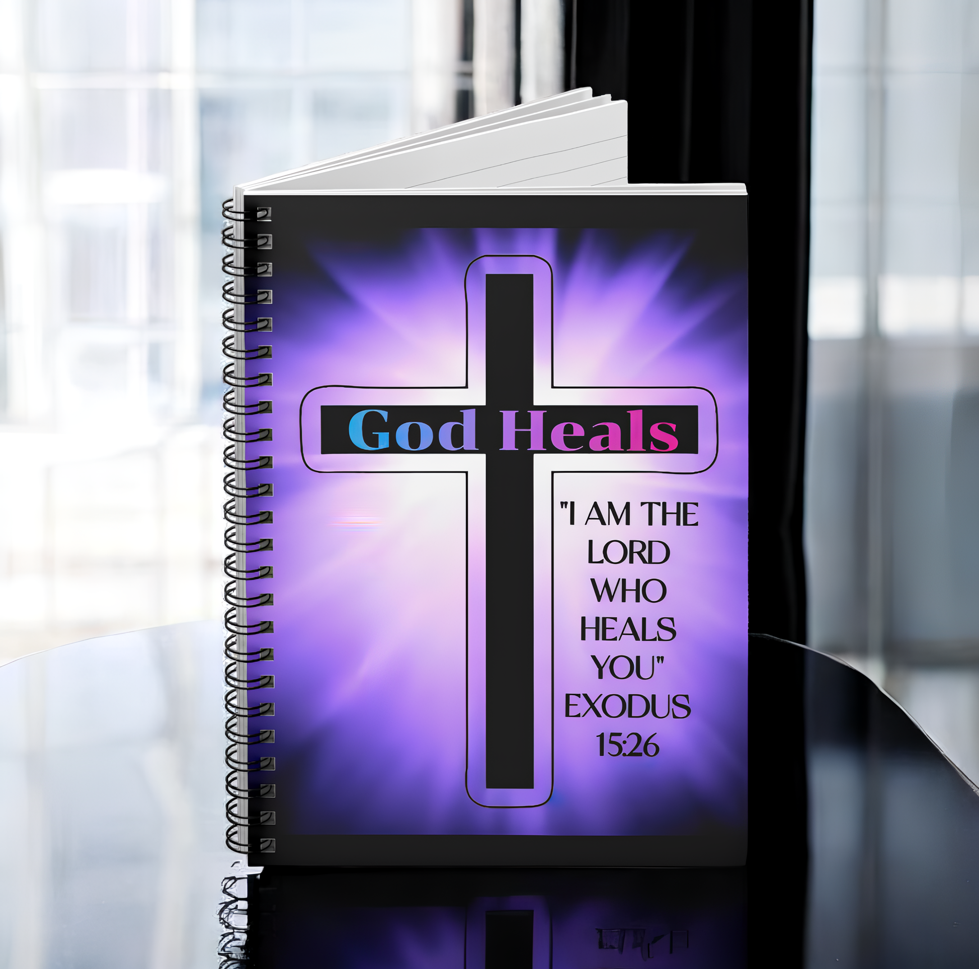 God Heals Exodus 15:26 Christian Notebook - Ruled Line