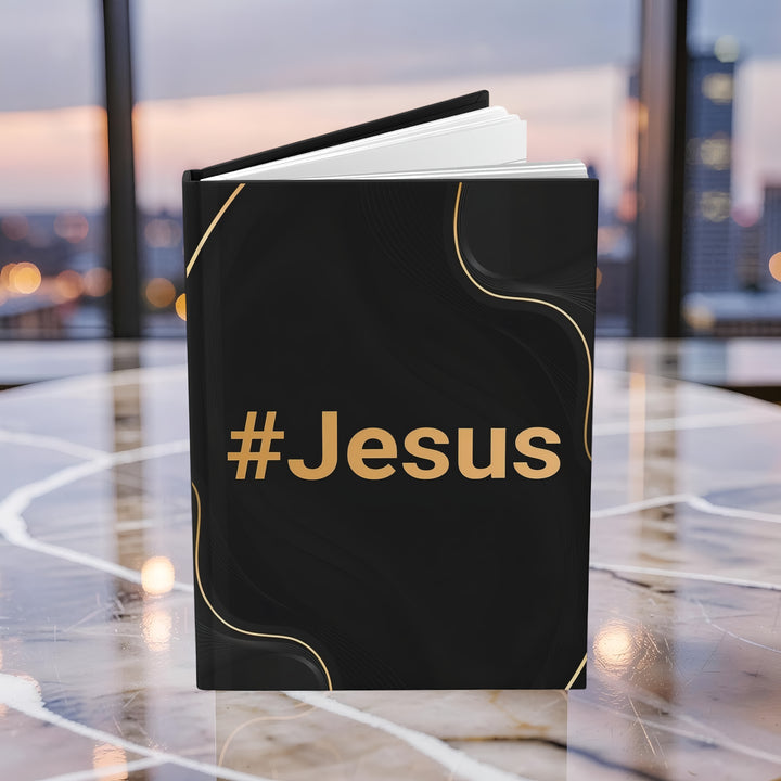 #Jesus Hardcover Journal — Black & Gold Inspirational Devotional Notebook