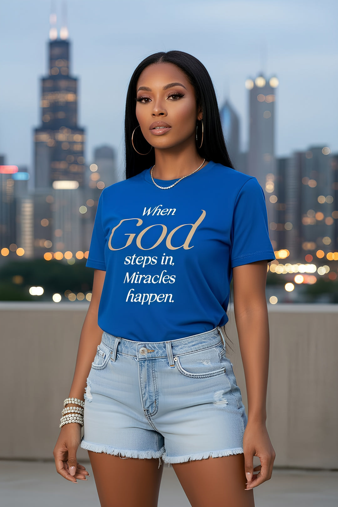 When God Steps in Women’s basic softstyle t-shirt