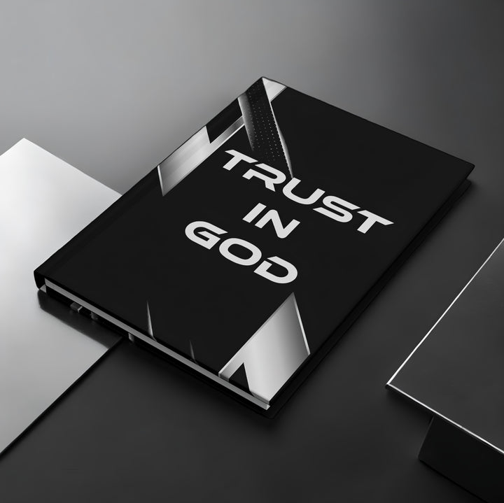 Trust in God Hardcover Journal — Matte Black Inspirational Prayer & Faith Notebook