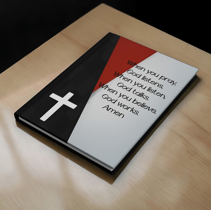 Christian Prayer Journal Hardcover — "When you pray, God listens... Amen"