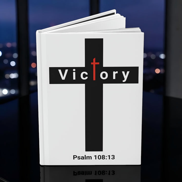 Victory Cross Hardcover Journal — Psalm 108:13 Christian Prayer & Devotional Notebook