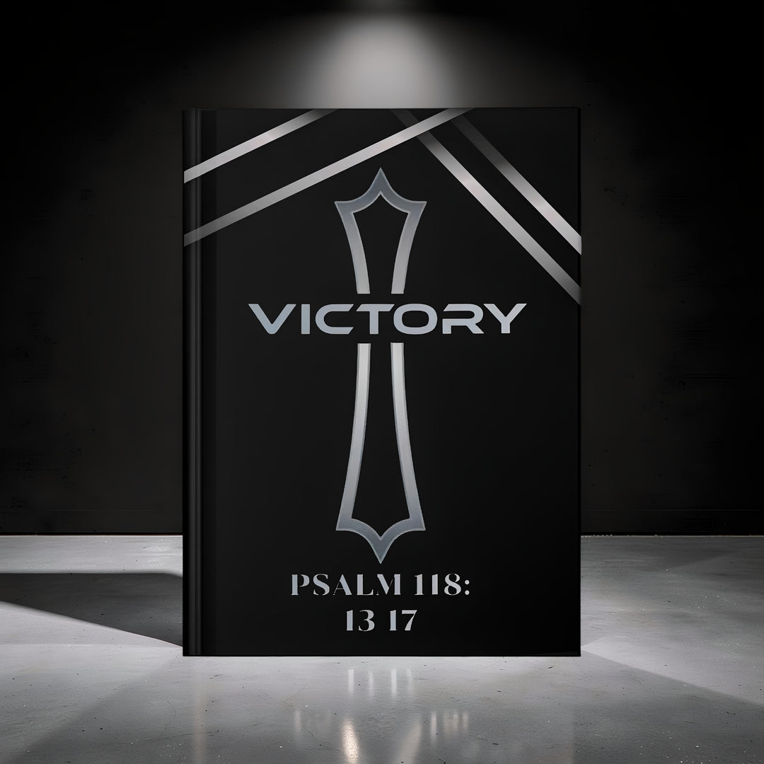 Victory Hardcover Journal — Psalm 118:13-17 Christian Prayer Notebook