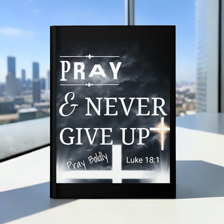 Pray & Never Give Up Hardcover Journal — Christian Prayer Notebook (Luke 18:1)