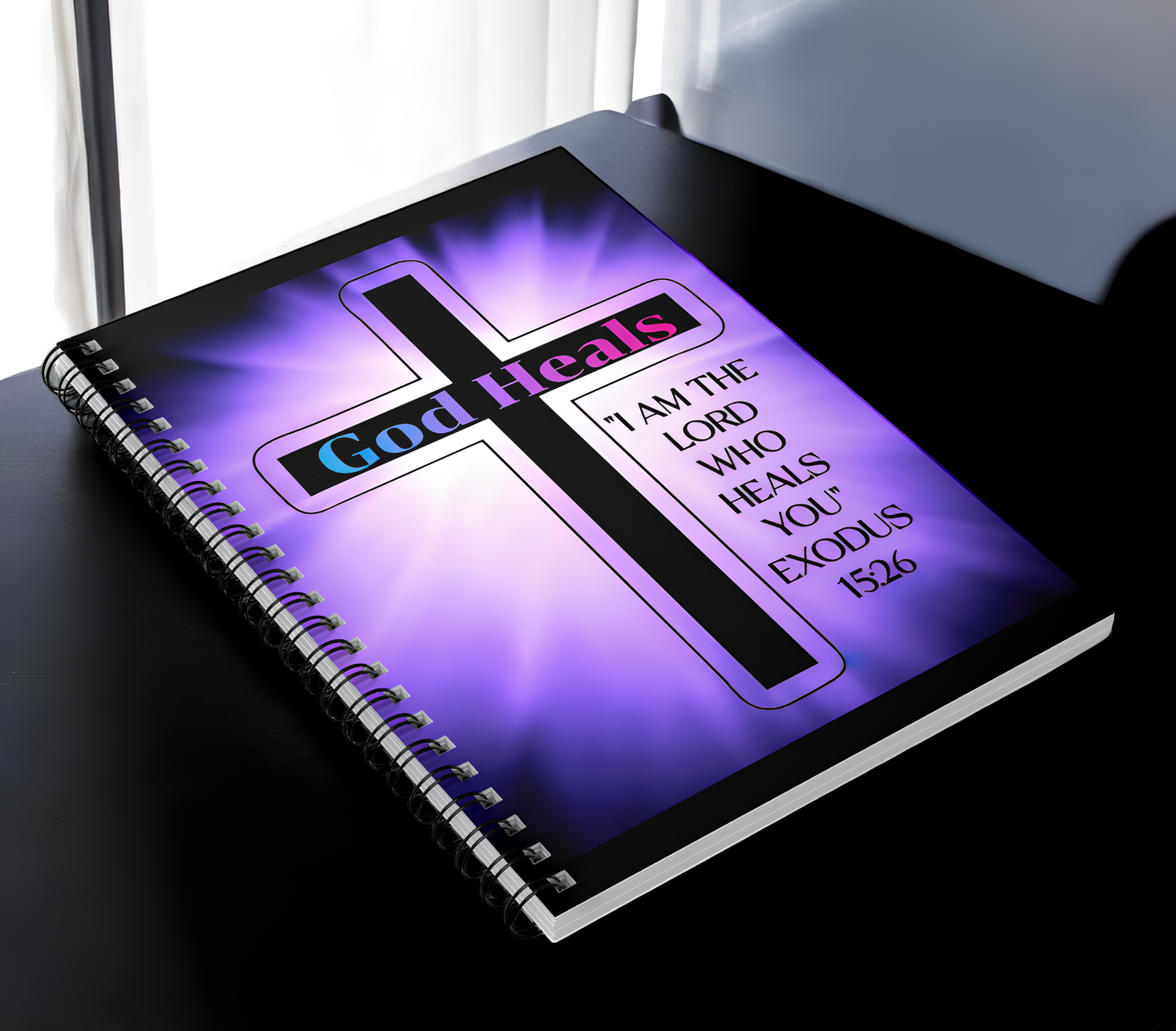 God Heals Exodus 15:26 Christian Notebook - Ruled Line