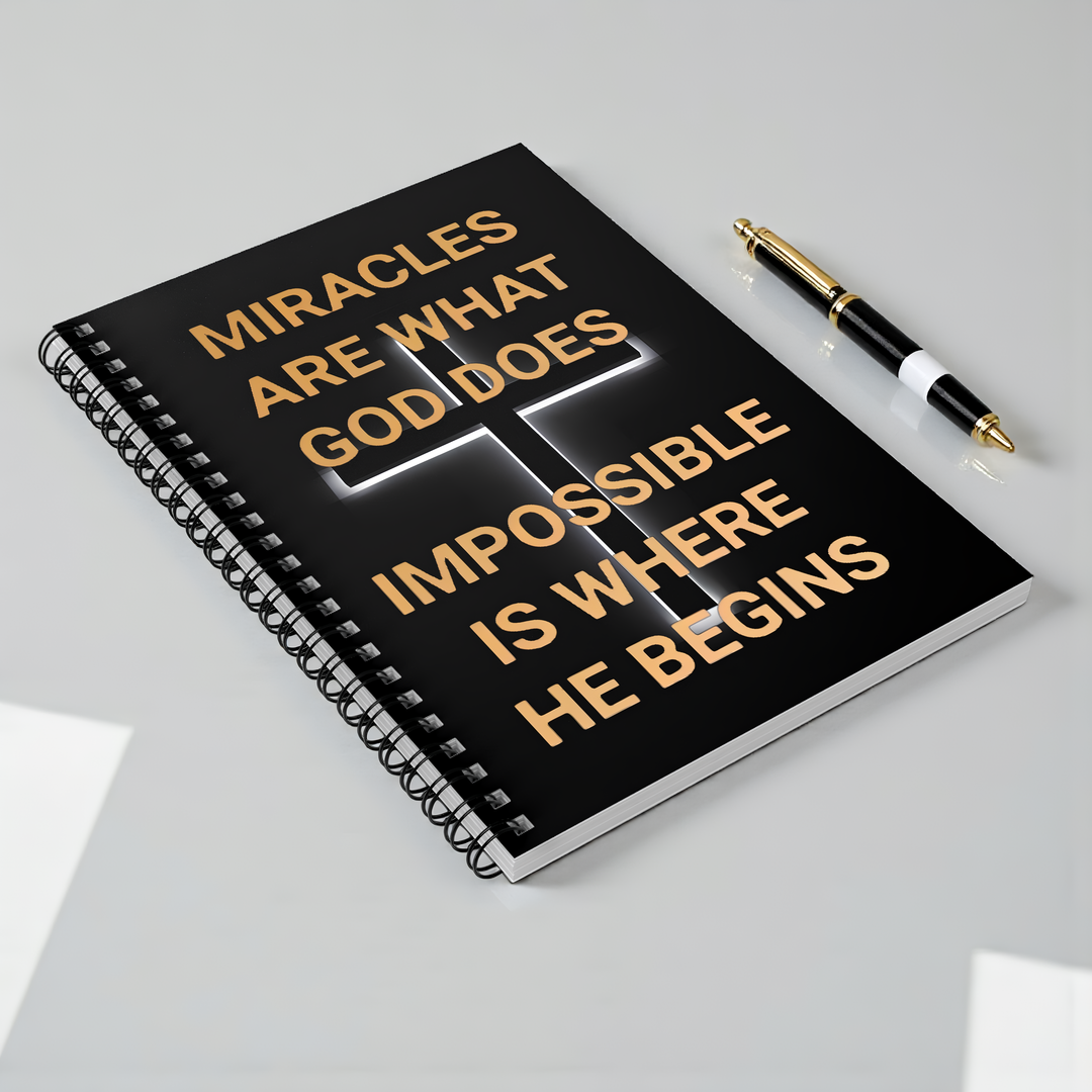 Inspirational Christian Spiral Notebook — "Miracles Are What God Does" Ruled Journal