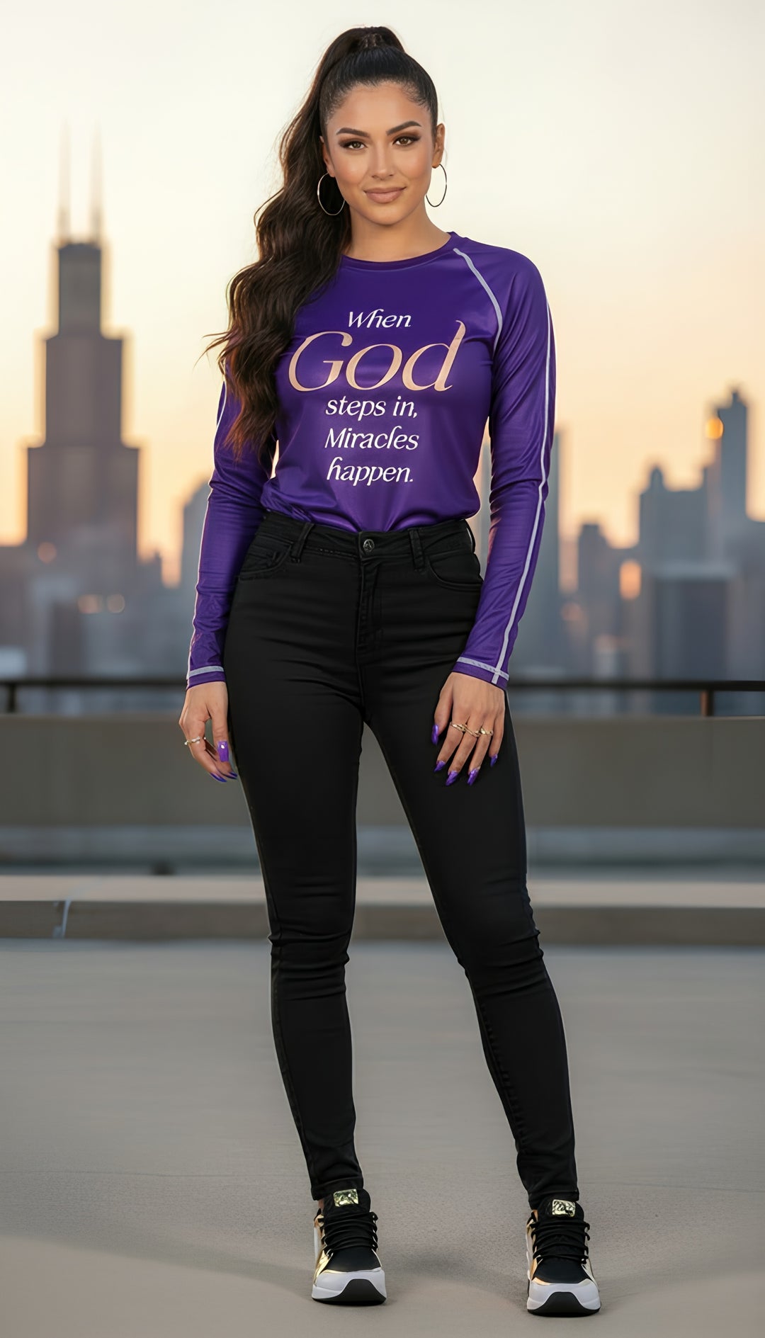 When God Steps in Women's Long sleeve | Christian Shirt