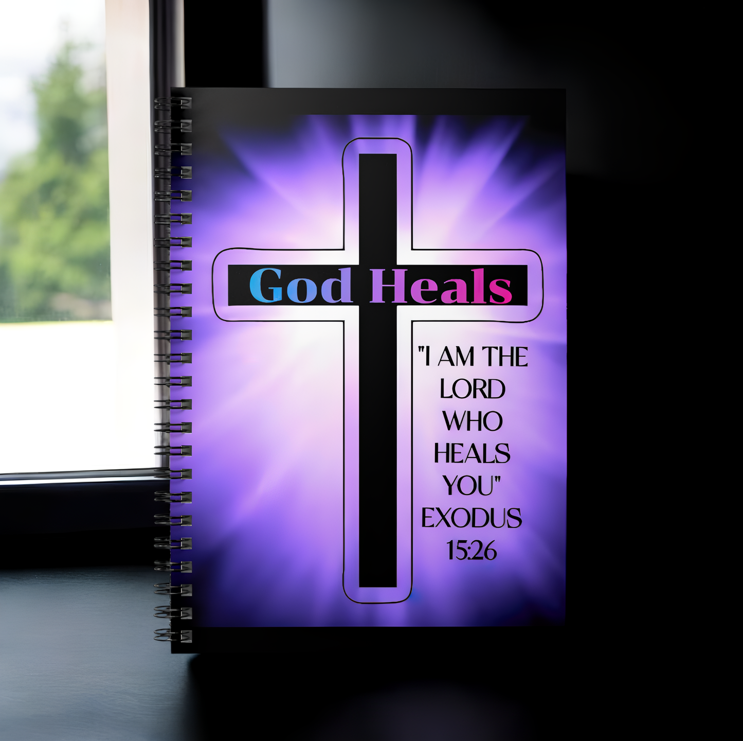 God Heals Exodus 15:26 Christian Notebook - Ruled Line