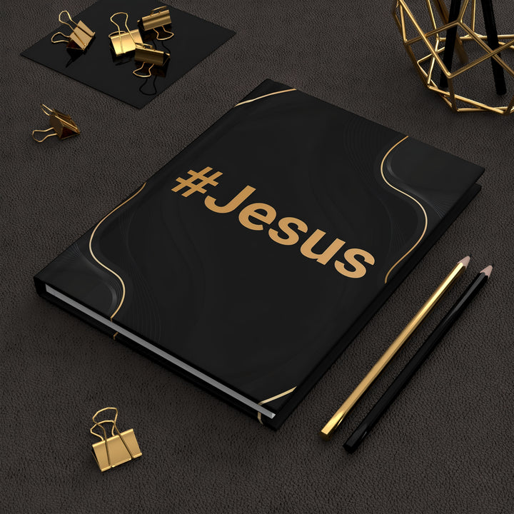 #Jesus Hardcover Journal — Black & Gold Inspirational Devotional Notebook