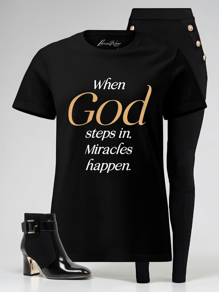 When God Steps in Women’s basic softstyle t-shirt
