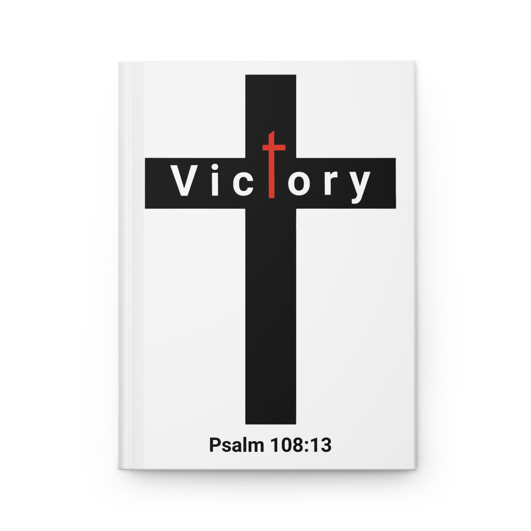 Victory Cross Hardcover Journal — Psalm 108:13 Christian Prayer & Devotional Notebook
