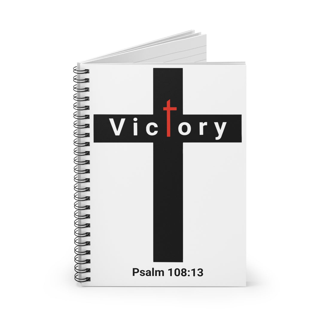 Victory Cross Spiral Notebook — Psalm 108:13 Ruled Journal