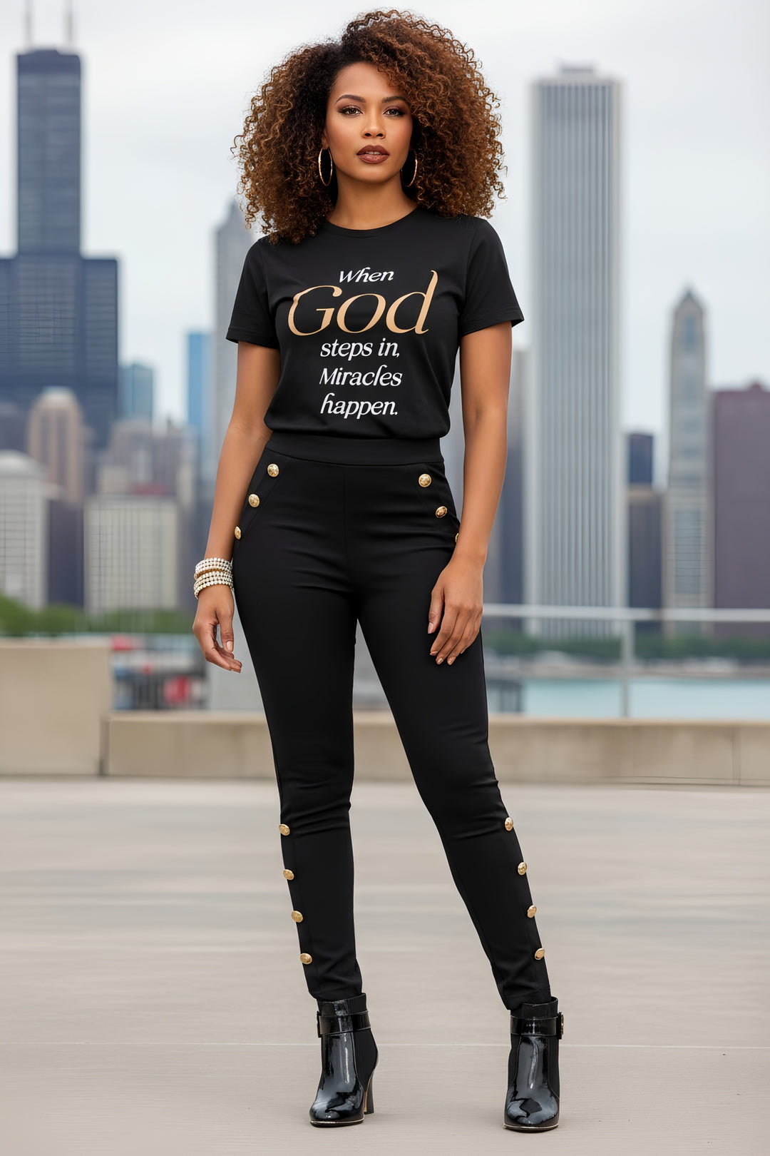 When God Steps in Women’s basic softstyle t-shirt