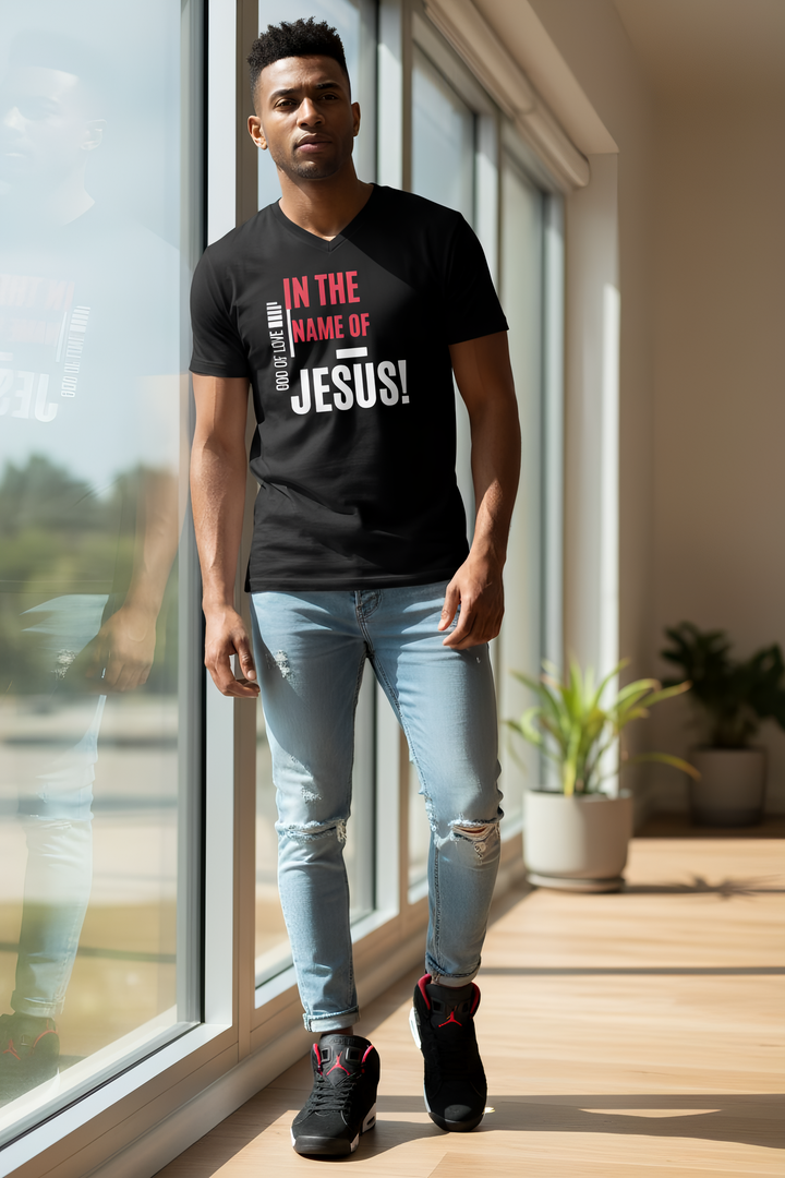 In The Name of JESUS Short Sleeve Men's V-Neck T-Shirt