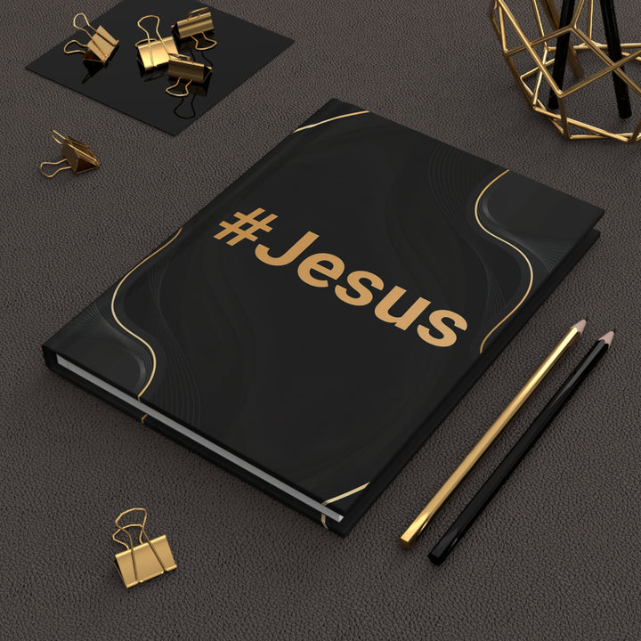 #Jesus Hardcover Journal — Black & Gold Inspirational Devotional Notebook