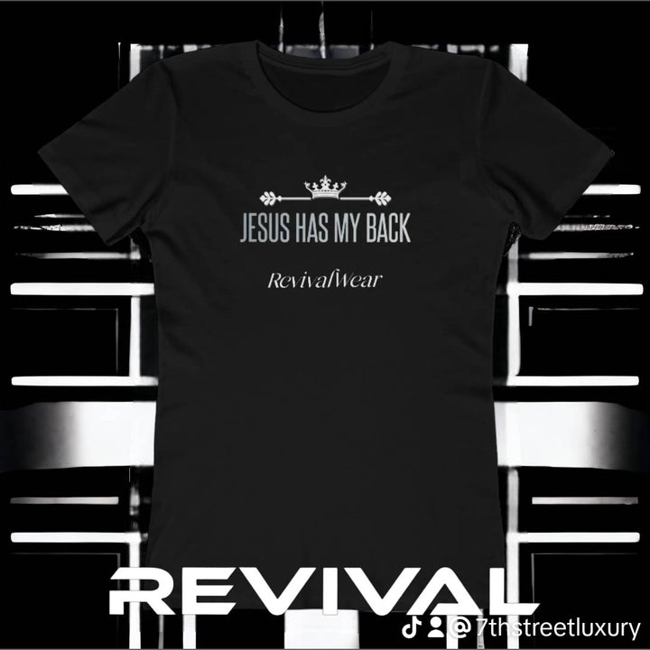 Jesus Has My Back Women's The Boyfriend Tee