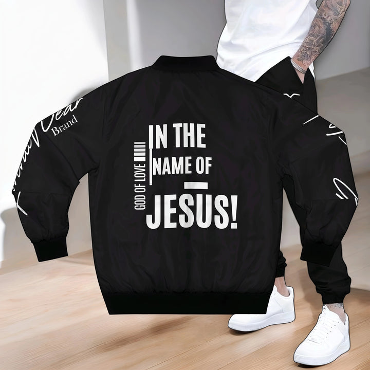 In that Name of Jesus Men's Bomber Jacket (AOP)