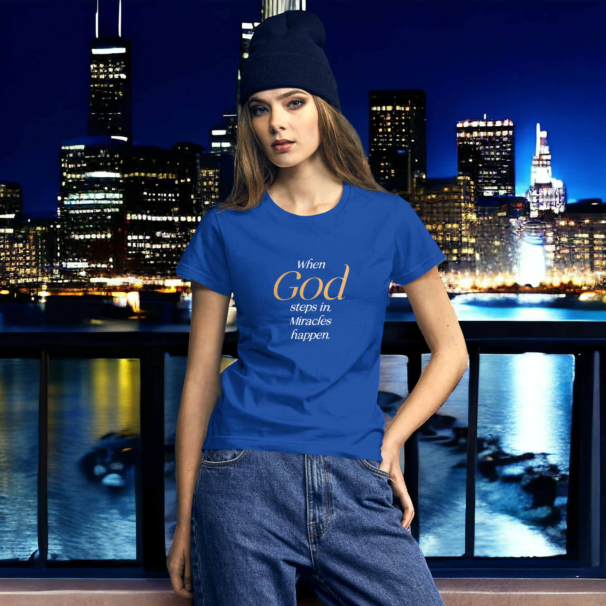 When God Steps in Women's short sleeve Christian T-Shirt