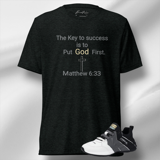 Key to success Put God Men's First Short sleeve Christian T-Shirt