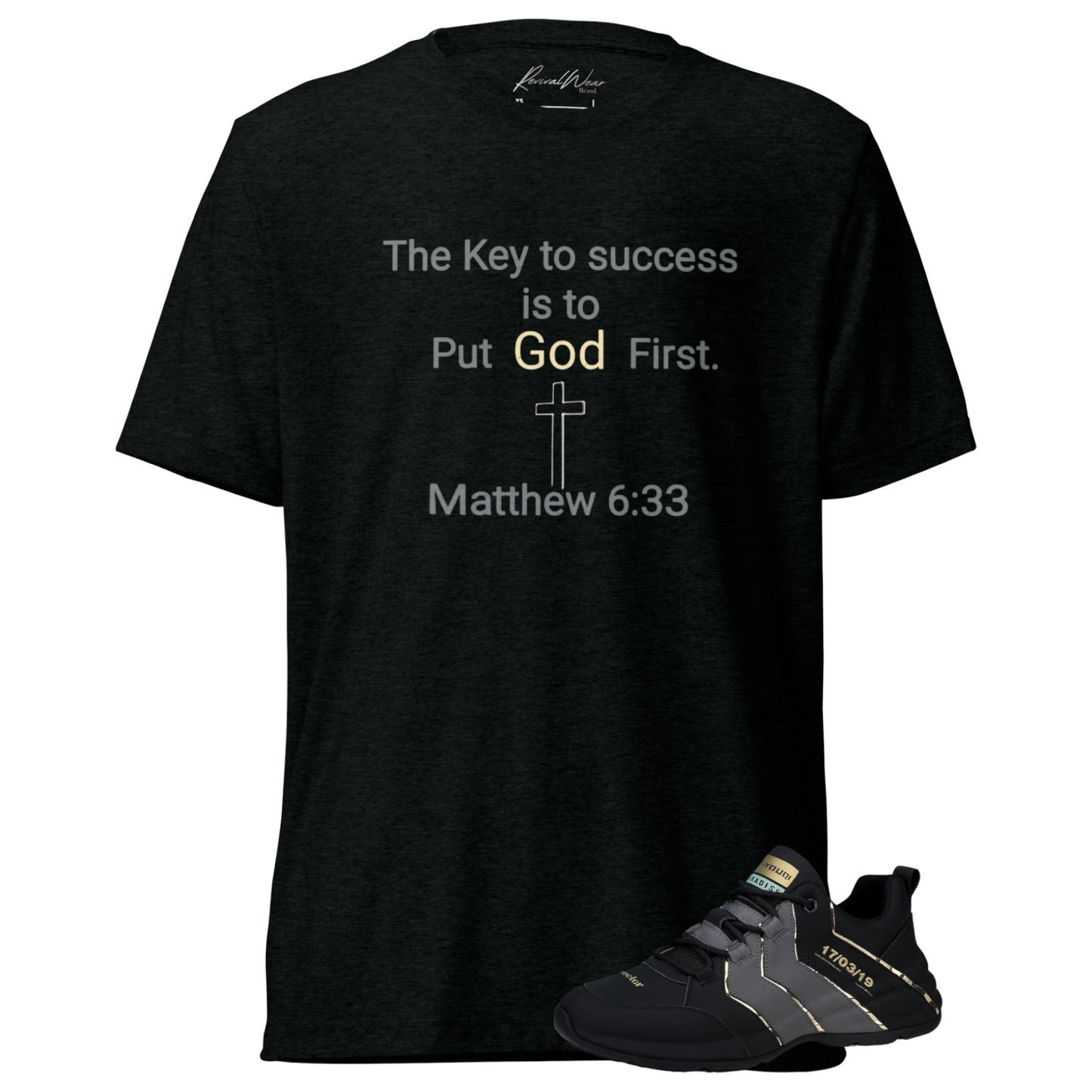 Key to success Put God Men's First Short sleeve Christian T-Shirt