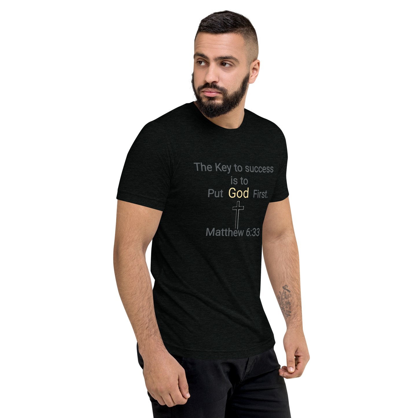 Key to success Put God Men's First Short sleeve Christian T-Shirt