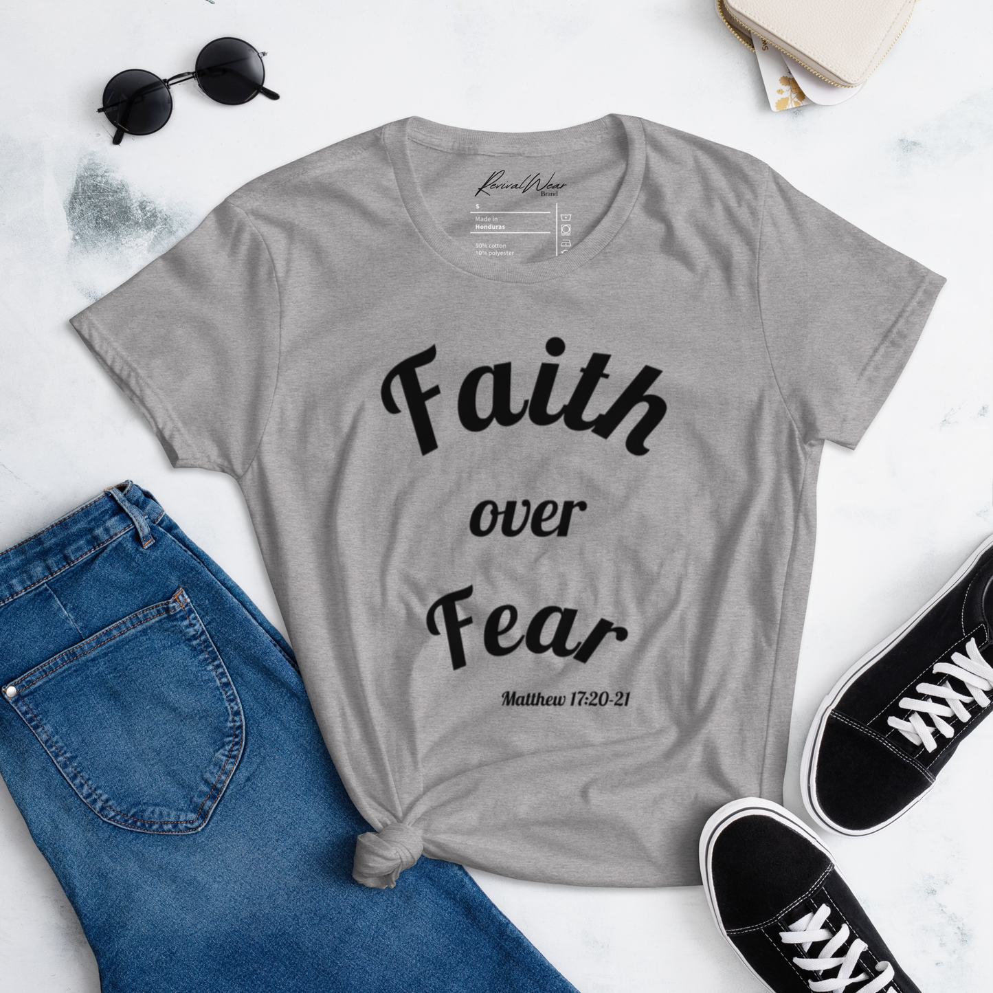 Faith Over Fear Women's Christian short sleeve t-shirt