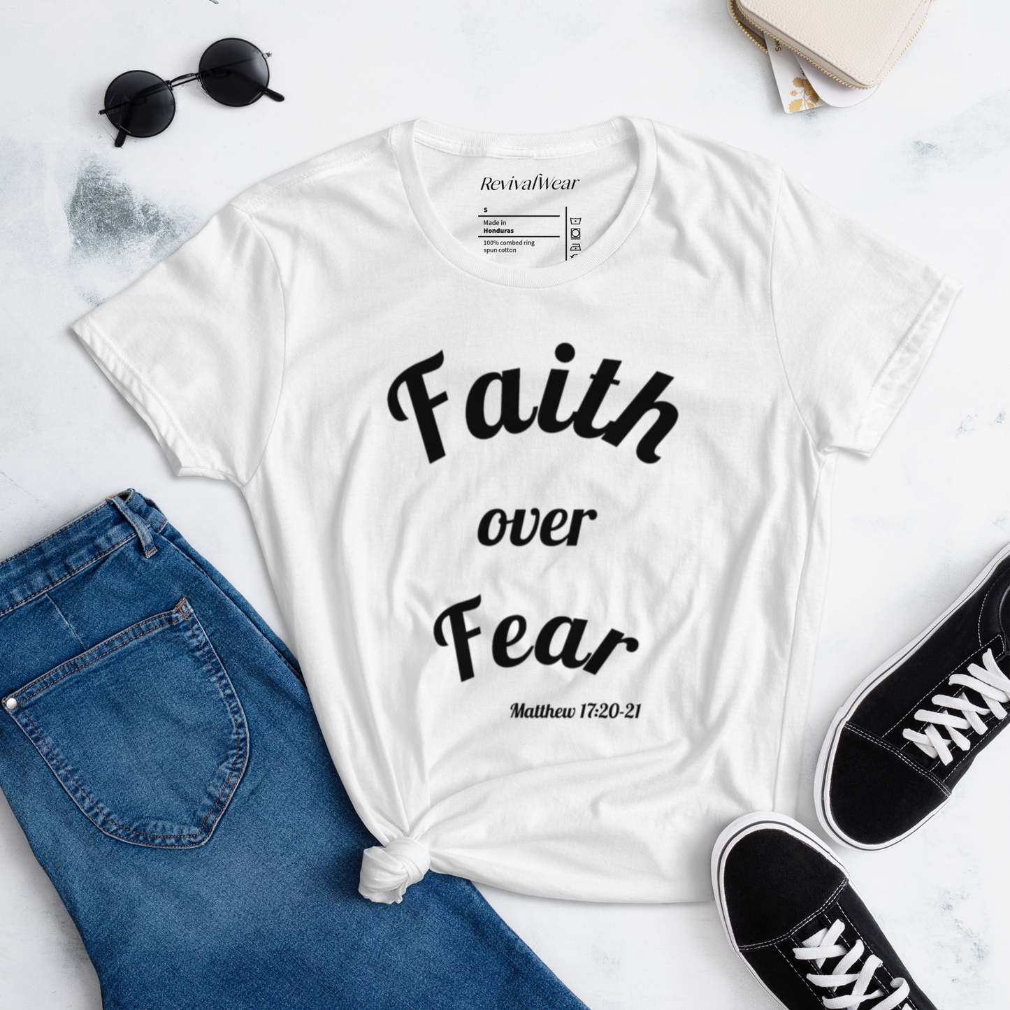 Faith Over Fear Women's Christian short sleeve t-shirt